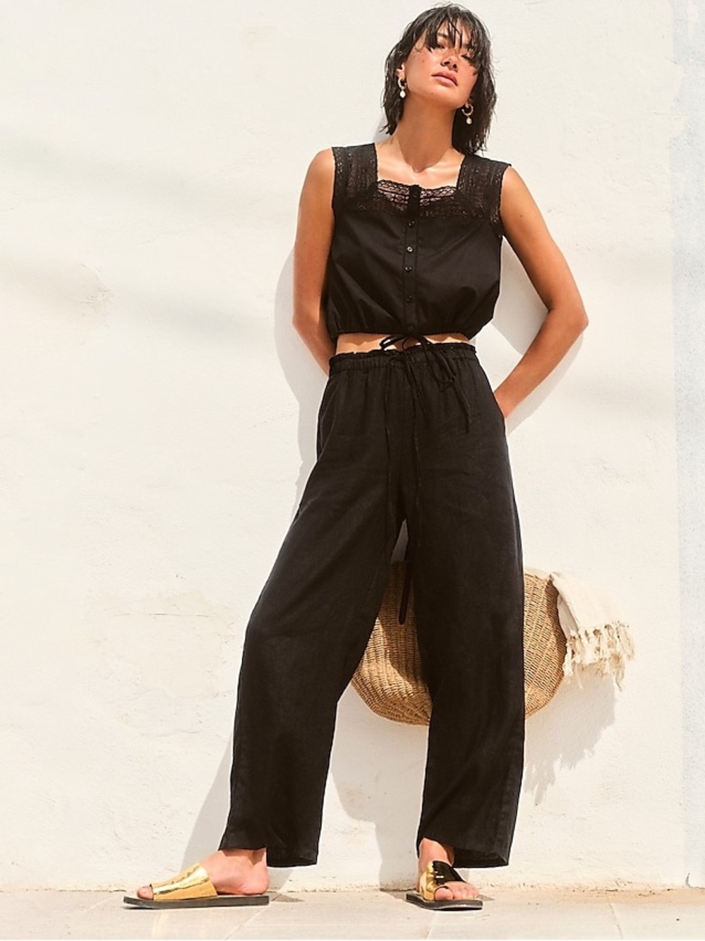 J.Crew Lace-Trim Cropped Top